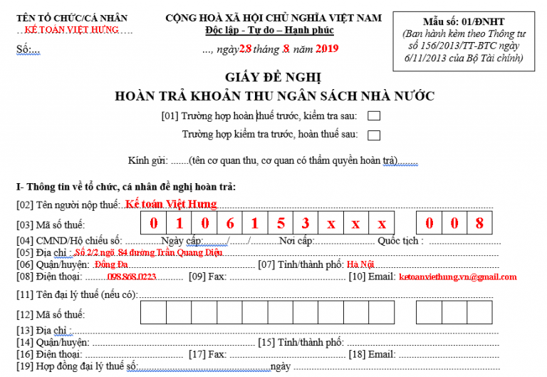 Cách Hoàn Thuế Thu Nhập Cá Nhân Hồ Sơ Hoàn Thuế Thu Nhập Cá Nhân 6443