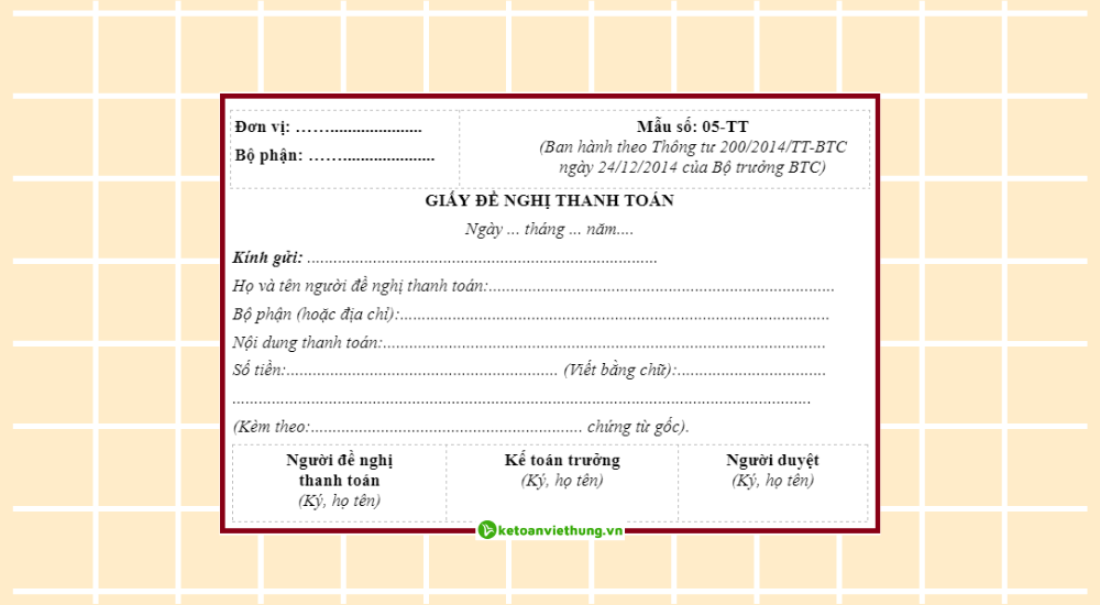 giấy đề nghị thanh toán