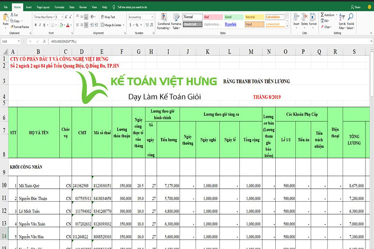 MẪU] Cách thiết lập bảng lương Excel hoàn toàn tự động