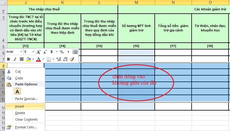 Lưu ý khi thực hiện cách tải file excel vào HTKK thứ 2