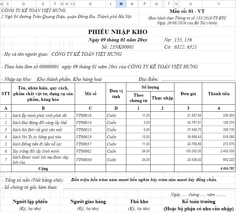 hạch toán nhập kho bán thành phẩm 12